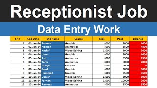 Excel Data Entry Work  Receptionist Job  Advanced Excel dataentry [upl. by Maureene190]