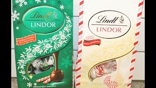 Lindt Lindor Peppermint Extra Dark amp Peppermint White Chocolate Truffles Review [upl. by Ainslee811]