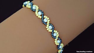 Simple bracelet pattern for beginner beaders Diy bracelet [upl. by Henderson]