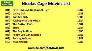 Nicolas Cage Movies List [upl. by Fradin]