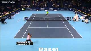 Del Potro Wins Hot Shot Basel Rally vs Anderson [upl. by Stacey409]