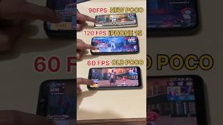 NEW POCO X6 PRO😈Vs iPHONE 15 PRO💀Vs OLD POCO F1BGMI TESTpocox6pro iphone 120fps bgmi shorts [upl. by Bollen138]