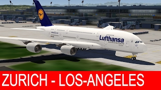 Aerofly 2 Flight Simulator  Lüfthansa A380  Zürich to LosAngeles Spectacular Scenery [upl. by Amarette]