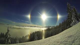 Epic Sun Dog Scene  5 Suns Weather Phenomenon [upl. by Halilahk110]