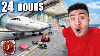 24 HOUR OVERNIGHT CHALLENGE in AIRPORT [upl. by Ysdnyl985]