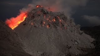 Paluweh Rokatenda Volcanoes Lava Dome Erupting at Night Timelapse Animation [upl. by Karilynn]