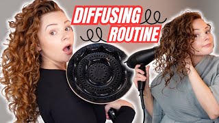 UPDATED DIFFUSING ROUTINE  BEST DIFFUSER FOR WAVY CURLY HAIR [upl. by Yblek]