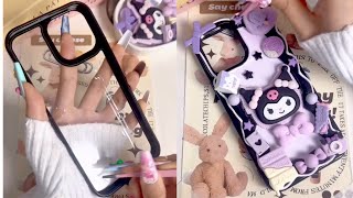 ASMR Making Cute DIY Phone Cases  Decoden Kuromi Phone Case 💜🩷✨✨ [upl. by Eixela]