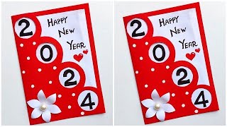 Happy New year card 2024  New year greeting card handmade  DIY New year card 2024 [upl. by Lovmilla]