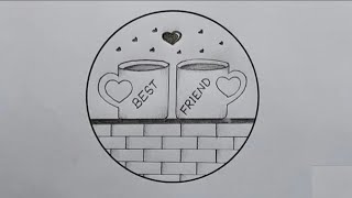 Friendship drawing easyBest friend in cup drawingPencil drawingCircle drawingBFF drawing [upl. by Ettenrahs326]