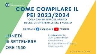 Come compilare il PEI 20232024 cosa cambia dopo il nuovo Decreto ministeriale del 1 Agosto [upl. by Nnael]