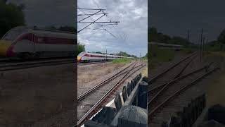 Fast train LNER Azuma straight through Retford Station train trains travel [upl. by Riffle186]