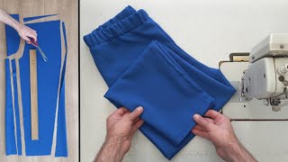 Cutting and sewing pants in 4 stages with a simple explanation [upl. by Colt]