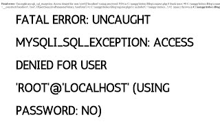 How to Solve  Fatal error Access denied for user rootlocalhost using password NO [upl. by Arodasi]