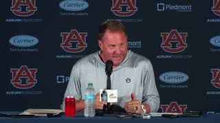 Watch Auburn Head Coach Hugh Freeze Preview Arkansas [upl. by Nibbor]