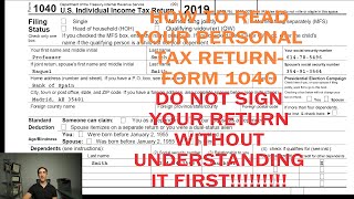 How to Read a Tax Return Federal Personal 1040 Edition [upl. by Valenza]