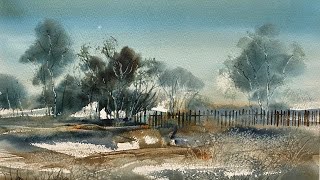 USE SALT amp 5 COLORS Paint A Loose Park Beginners Loose Watercolor Landscape Painting Watercolour [upl. by Malca]