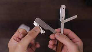 How to Load a Blade into a Shavette or Straight Razor Remove and Change [upl. by Monarski]