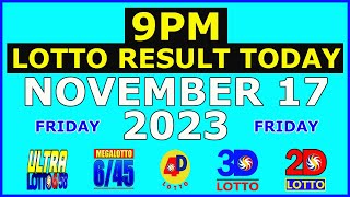 9pm Lotto Result Today November 17 2023 Friday [upl. by Michelina187]