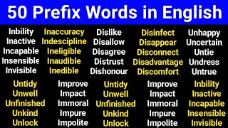 50 Prefix Words  Prefix Words in English  Suffix and Prefix [upl. by Rahs]