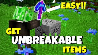 How to get UNBREAKABLE ITEMS in Minecraft easily PE  Bedrock amp Java 120  EASIEST TRICK [upl. by Naasah]