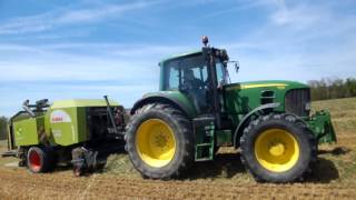 Enrubannage 2016 John Deere 7530p et combi Claas [upl. by Pease]