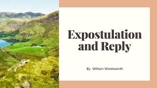 Expostulation and Reply by William Wordsworth [upl. by Dimo61]