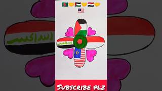 Palestine Support Countris Flag Drawing🇧🇩🇵🇸🇲🇨🇮🇶🇲🇾 shorts palestine israel trading shortsviral [upl. by Delle469]