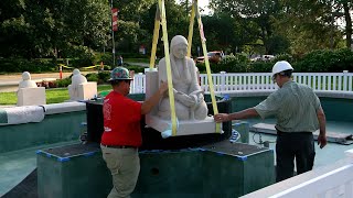 Installing the maidens at the Fountain of the Four Seasons [upl. by Ecnesse]