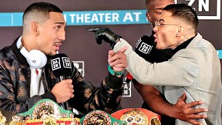 TEOFIMO LOPEZ VS GEORGE KAMBOSOS JR  FULL HEATED PRESS CONFERENCE amp FACE OFF VIDEO [upl. by Nniw]