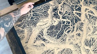 Printing Golden Roots Large Linocut Print [upl. by Topliffe850]