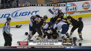 BruinsThrashers line brawl uncut NESN 1080p HD 122310 [upl. by Bedell]