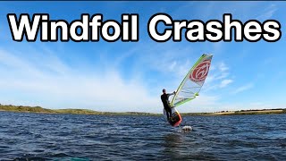 Windfoil crash compilation  Foiling Gybe training [upl. by Corotto]