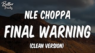 NLE Choppa  Final Warning Clean 🔥 Final Warning Clean [upl. by Zanlog]