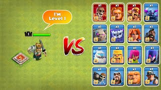 Level 1 KING vs Max Troops Clash of Clans [upl. by Sandi]