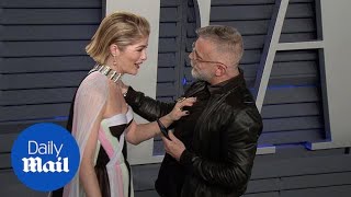 Selma Blair cries in a rainbow cape at Vanity Fair Oscar bash [upl. by Towers854]