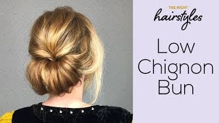 Low Chignon Bun  Easy Tutorial by TRHs [upl. by Kessel]