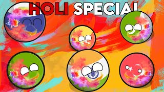 Holi Special Video😉  Holi with Countries in a nutshell 💥 Countryballs playing Holi be like😍 [upl. by Lathan510]