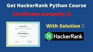 Python Basic Free Hacker rank Certification With Solutions  Free Hacker rank Python Certificate [upl. by Eldwen]