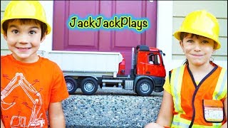 Construction Play Skits  Toy Dump Trucks  Diggers  JackJackPlays [upl. by Leandra]