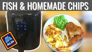 How to cook Fish amp HOMEMADE CHIPS  ALDI AMBIANO AIR FRYER  LOW COST FAMILY MEALS UK [upl. by Atinal]