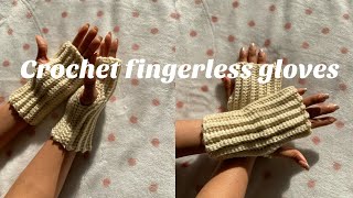 How to Crochet fingerless gloves tutorial  Crochet wrist warmers  Crochet arm warmers [upl. by Mariele]