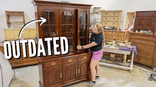 Old China Hutch Gets Modern Makeover  Updating OLD FURNITURE [upl. by Ahsed]