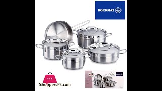 Korkmaz Alfa Cookware Set of 9 Pieces A1660 Shoppers Pakistan [upl. by Alehcim]