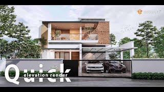 ENSCAPE TUTORIAL  ELEVATION DESIGN  FROM SCRATCH  SKETCHUP  KERALA ARCHITECTURE [upl. by Tallou]