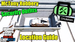 All 3 Security Outfit Locations Chumash McTony Robbery Task Guide [upl. by Akemat]