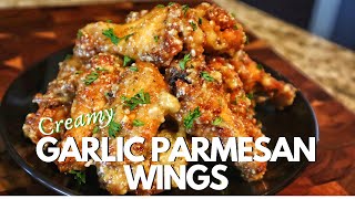 Creamy Garlic Parmesan Chicken Wings In The Oven  Easy Chicken Wings Recipe [upl. by Eceirahs]