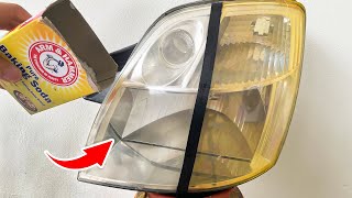 Genius Method Mix Lemon with Baking Soda and Polish Car Lights to look Like New in a Few Minutes [upl. by Charita]