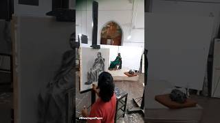 Sir JJ School of Art Mumbai Drawing on Paper  drawing art shorts painting live model studio [upl. by Amalita]