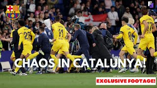 🤯WILD SCENE Espanyol Fans Stormed and Chased Barcelona Players off the pitch while they Celebrating [upl. by Meill]